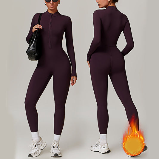 Zippered Long-Sleeve Shapewear Bodysuit