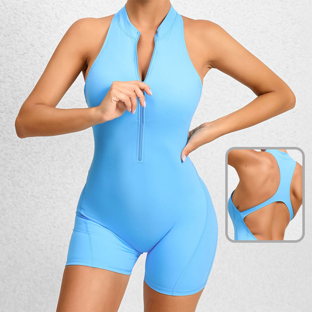 Sleeveless Zip-Up Shapewear Jumpsuit