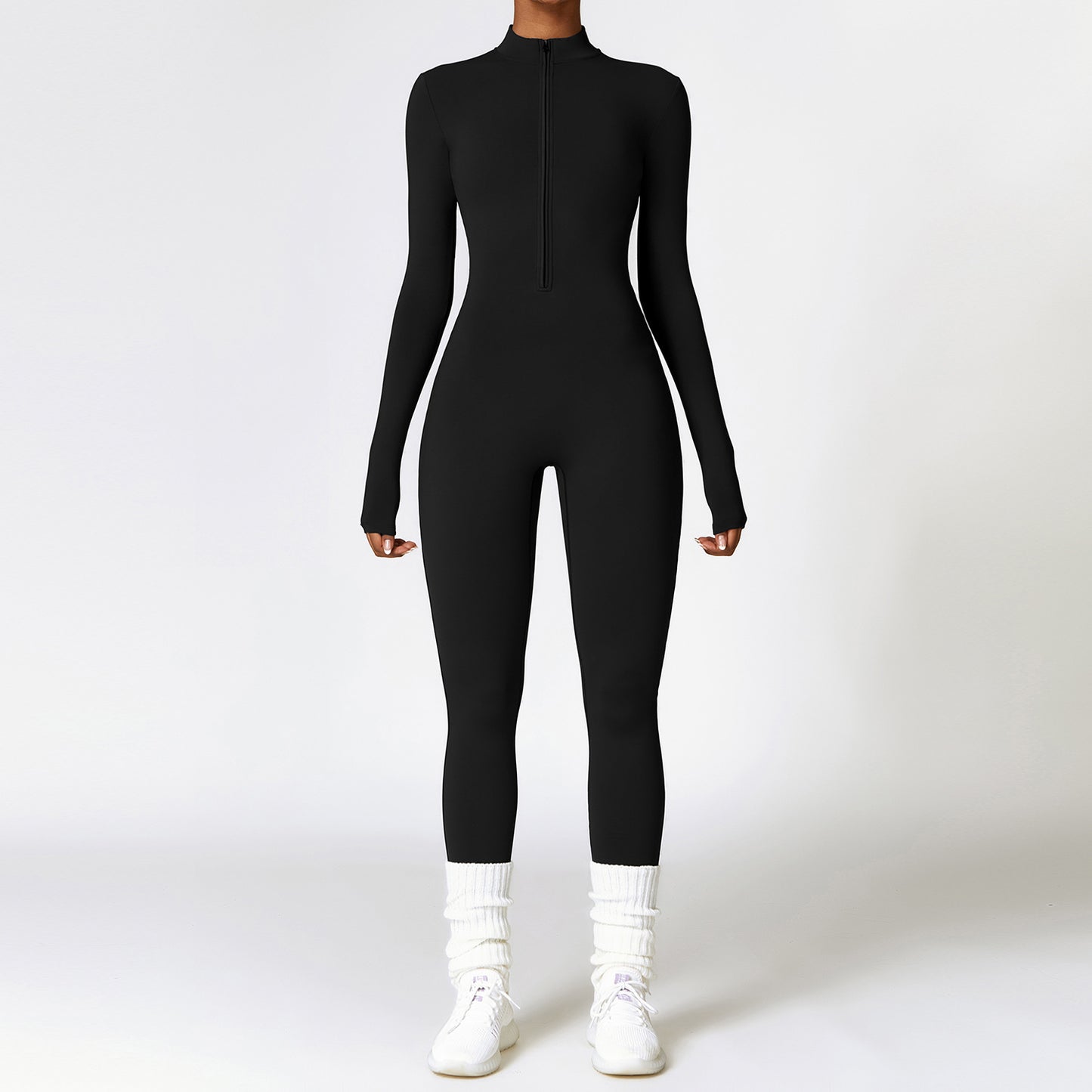 Zippered Long-Sleeve Shapewear Bodysuit