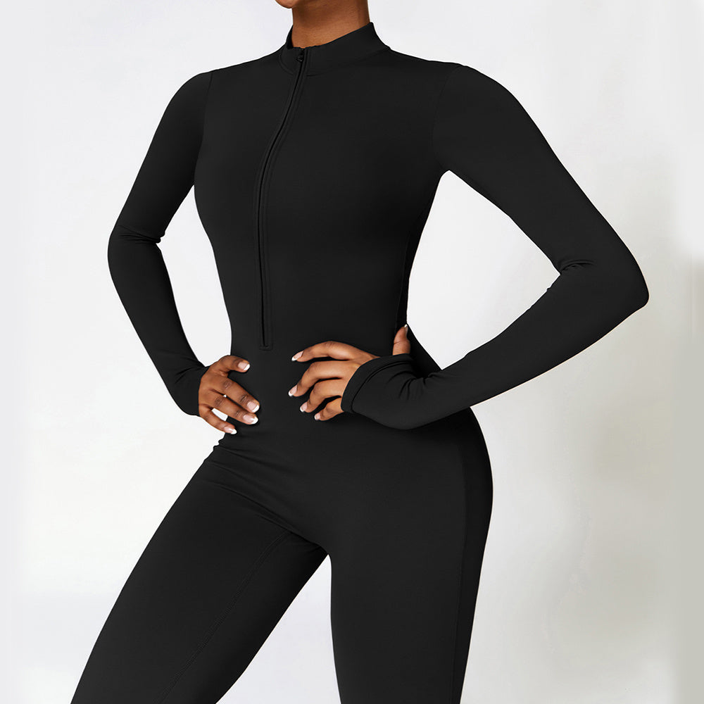 Zippered Long-Sleeve Shapewear Bodysuit