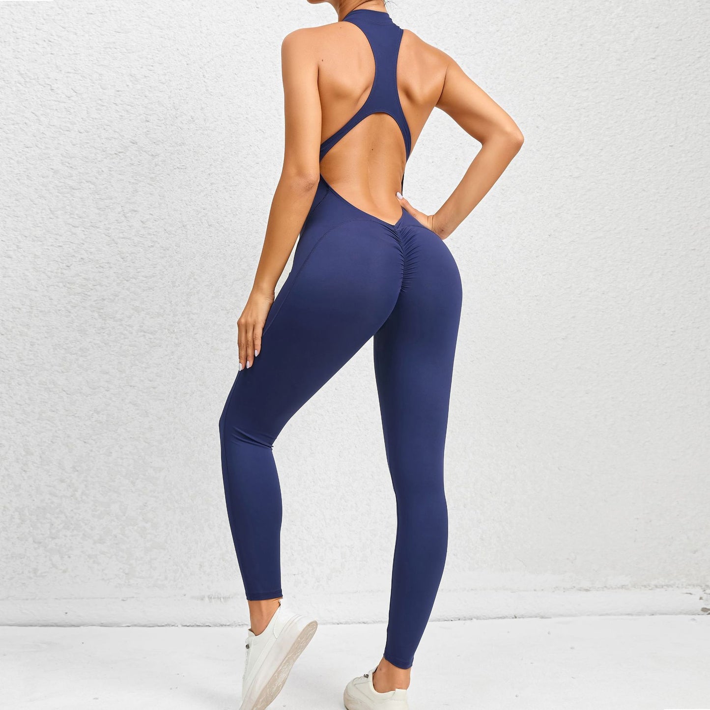 Sleeveless Zip-Up Yoga Jumpsuit