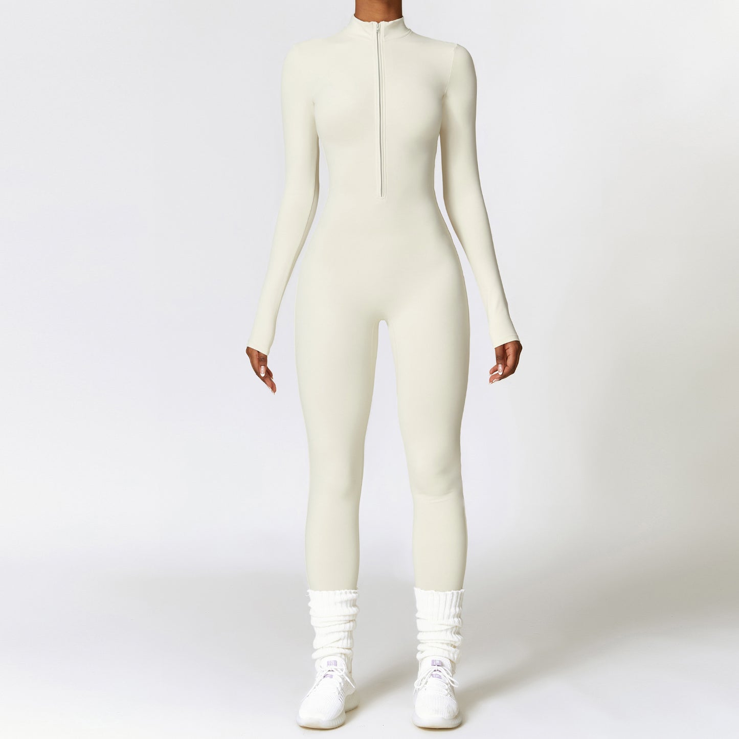 Zippered Long-Sleeve Shapewear Bodysuit