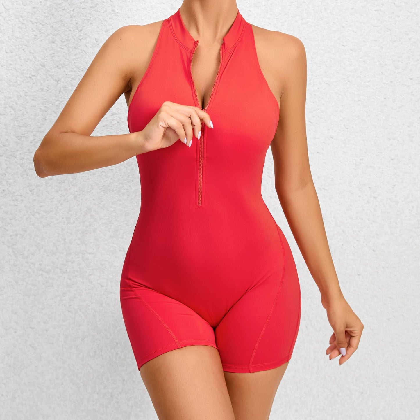 Sleeveless Zip-Up Shapewear Jumpsuit